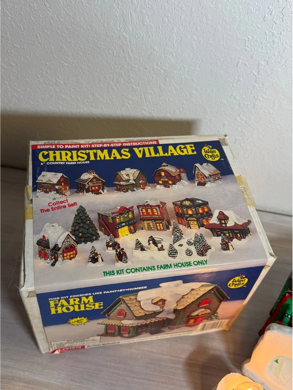 Vintage Painted Christmas Village Lighted Ceramic Farmhouse Wee Crafts
